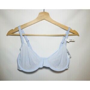 AERIE SMOOTHEZ Sheer‎ Unlined Underwired Pale Blue Balconette Bra 34D NWT